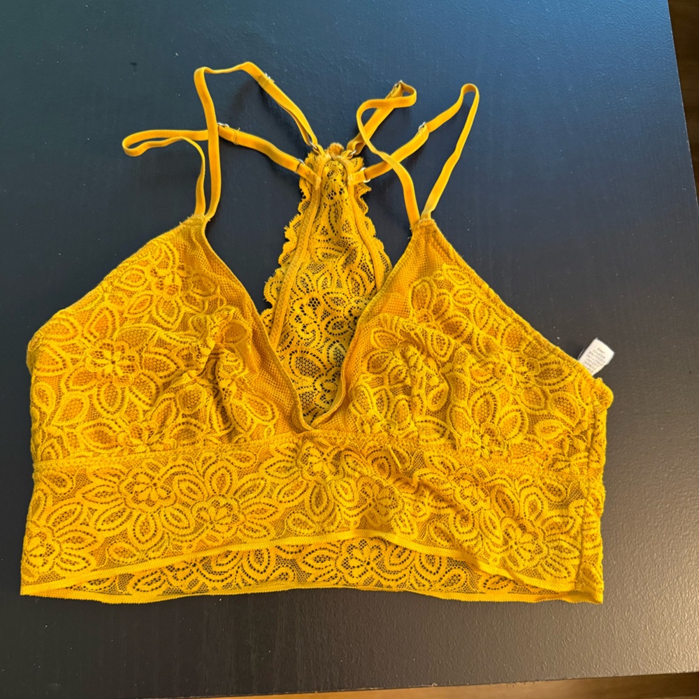 aerie Mustard Yellow Lace Bralette